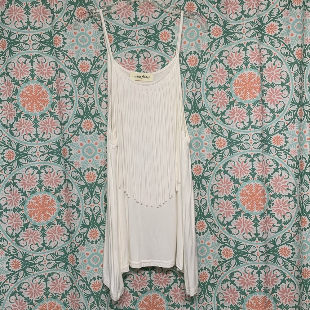 Women’s Caren Forbes Fringe Tank, White, Small